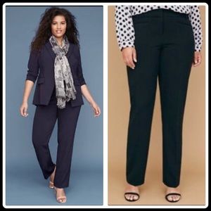 Lane Bryant Allie Sexy Stretch Straight Leg Pants Navy Stripe Plus Trousers
